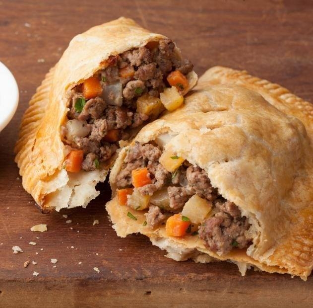Meat and vegetable pasty.