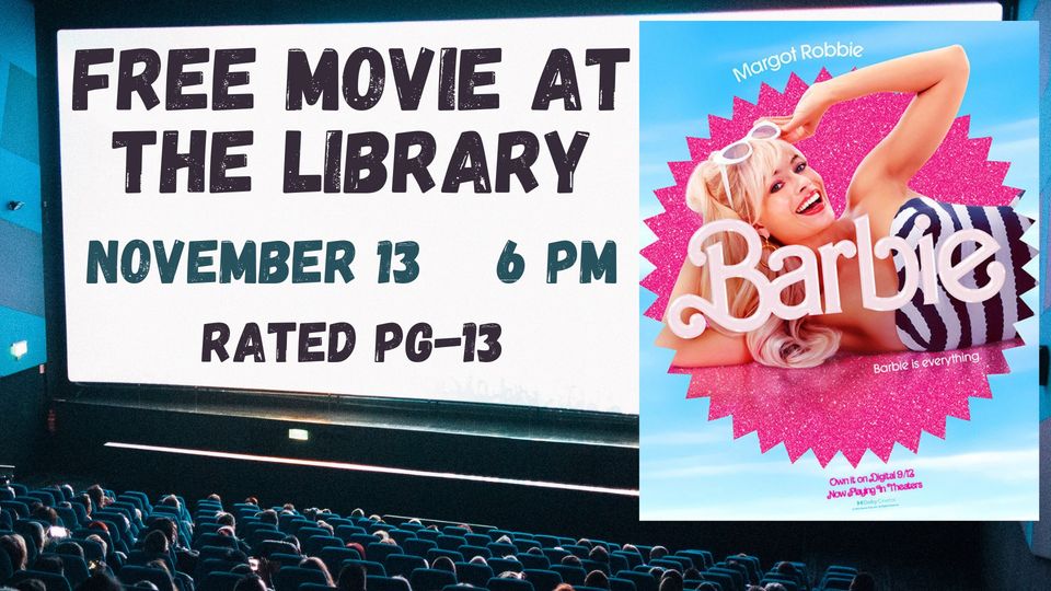 A Free Movie at the Library poster.