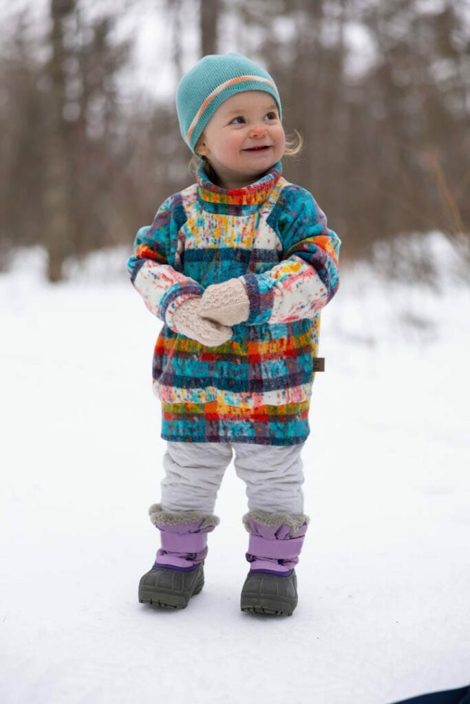 Adorable toddler enjoying the snow
