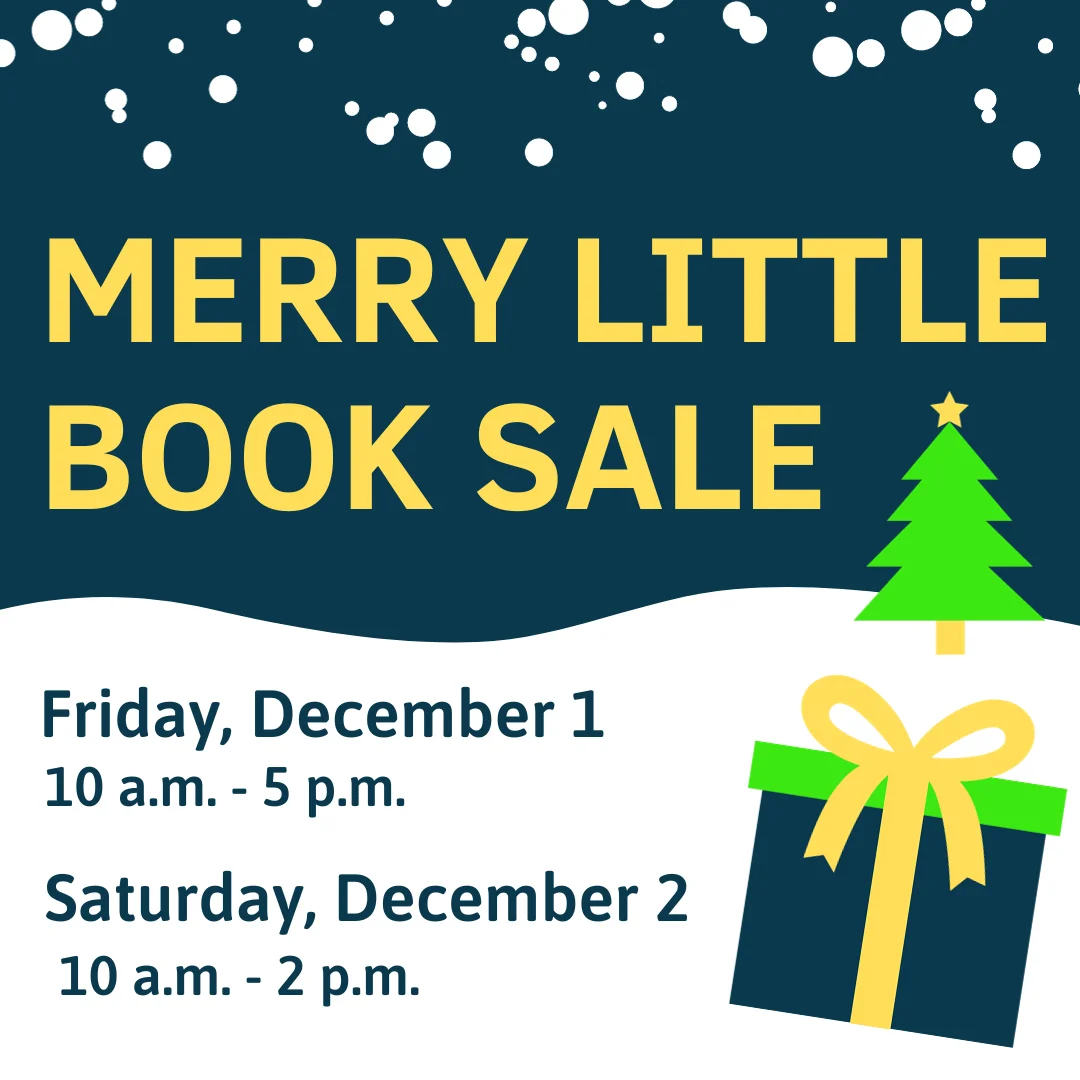 A poster for the Merry Little Book Sale.