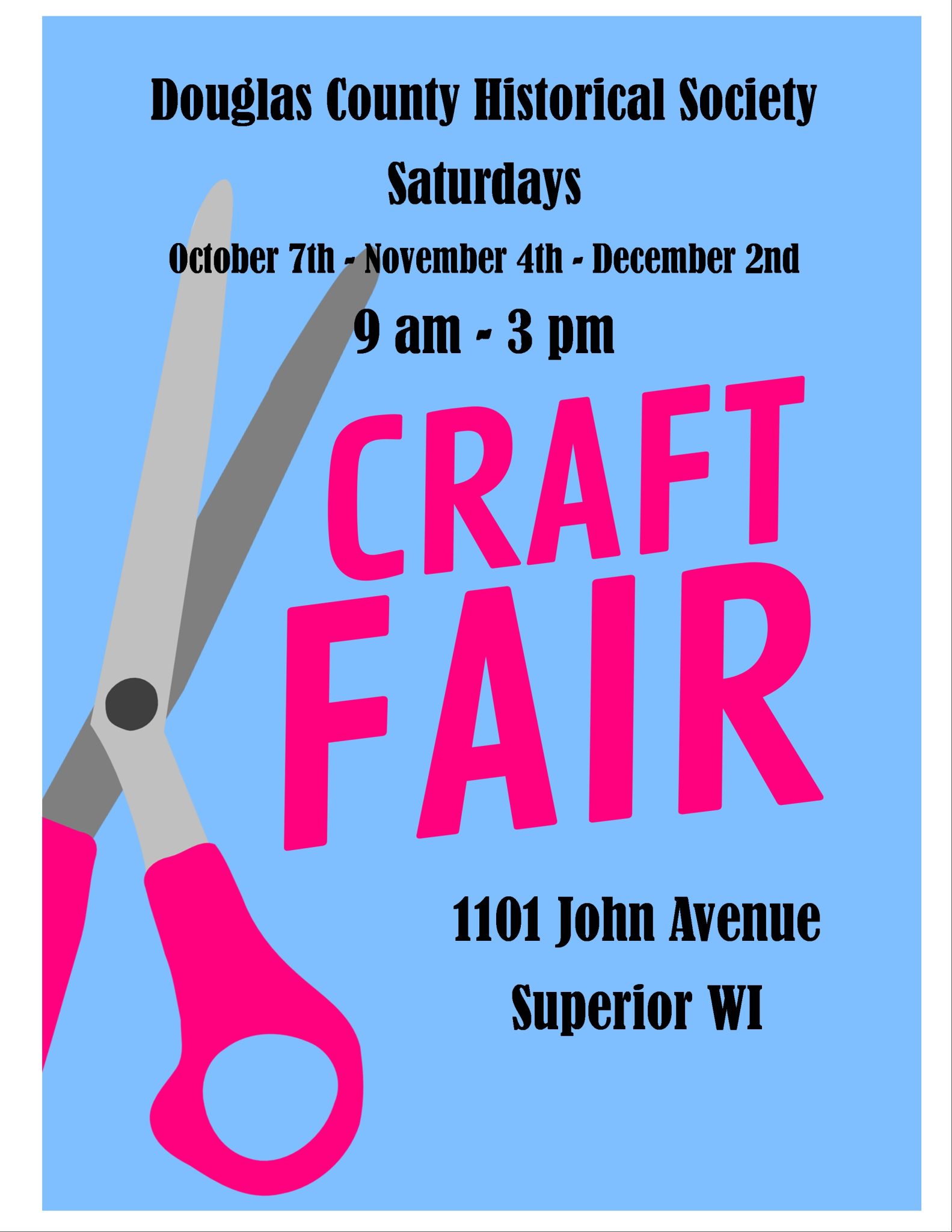 A poster for the Douglas County Historical Society's craft fair.