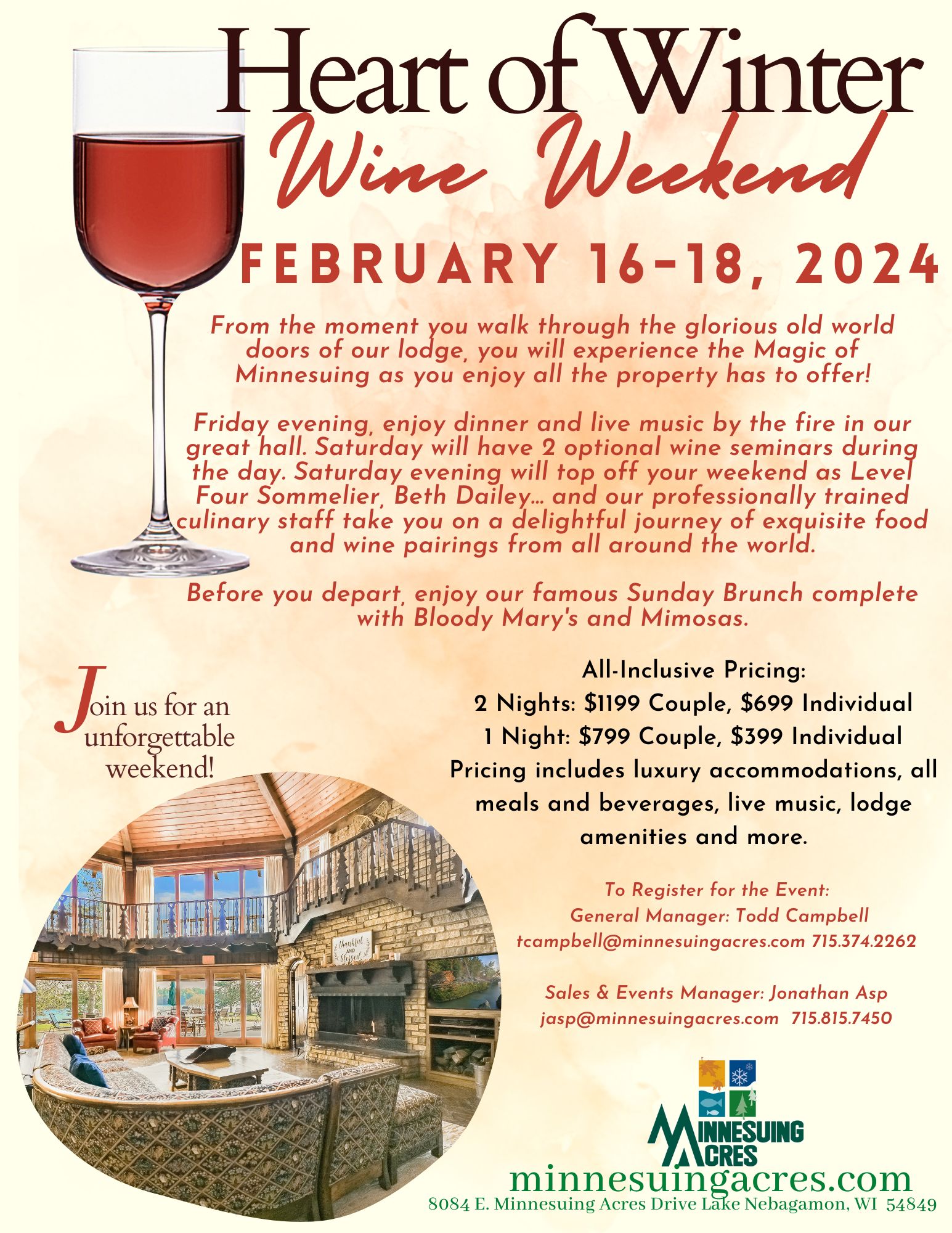A brochure for Heart of Winter Wine Weekend