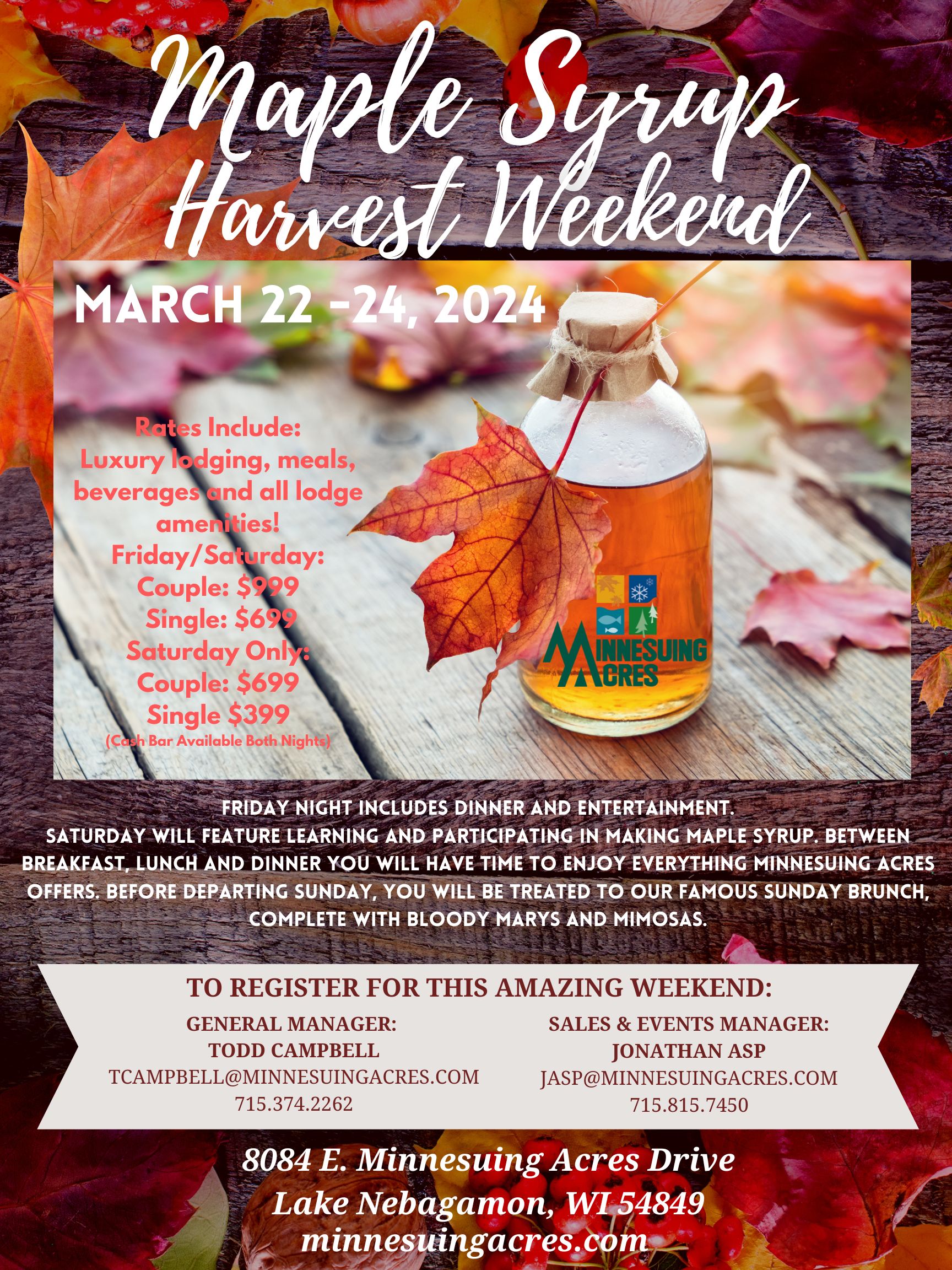 A brochure for the Maple Syrup Harvest Weekend