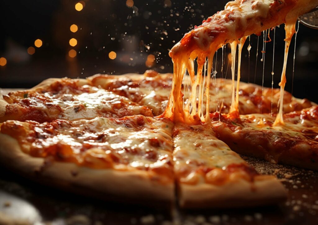 A close up image of pizza.