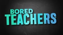 The words "Bored Teachers" appear in large, bold, gradient blue and teal letters on a black chalkboard background.