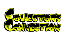 The image features the words "Collector's Connection" in bold, stylized yellow and black letters with a comic book style font on a white background.