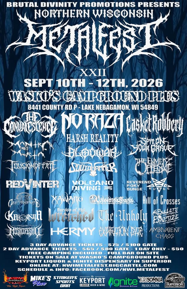 Northern Wisconsin Metalfest @ Wasko’s Campground Plus – Lake Nebagamon Wi